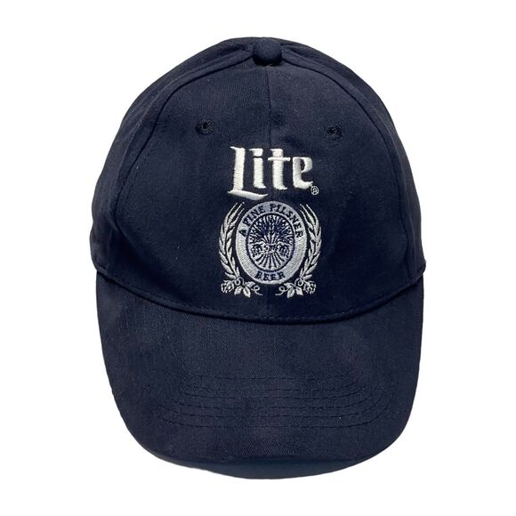 Miller Lite Embroidered Logo A Fine Pilsner Beer Navy Adjustable Snapback Hat - Picture 1 of 8